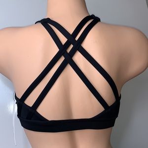 NWT SWEATISH Black Strappy Yoga Sports Active Bra
